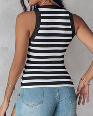 Slim Striped Vest With Bralette Ins Fashion Round Neck Sleeveless Tank Tops For Women Clothing