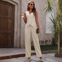 Commuter Suits Summer Button And Staight Trousers Womens Clothing